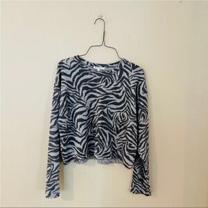 Black and Grey Zebra Knit Top, NWT